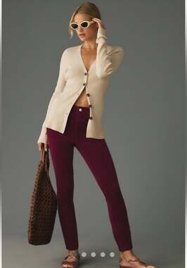 Anthro Pilcro High-Rise Skinny Corduroy Pants in Plum Berry Size 32 Whimsigoth